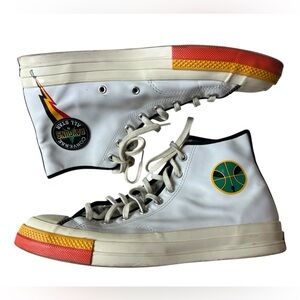 CONVERSE HIGH TOP ROSWELL RAYGUNS WHITE LEATHER CHUCKS 11 MENS
